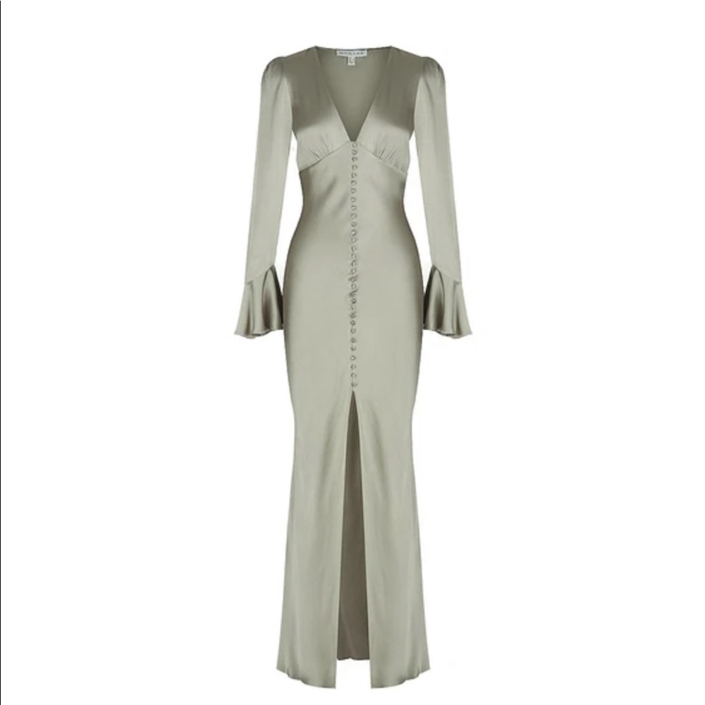 Shona Joy LA LUNE FRILL CUFF BIAS MIDI - SAGE